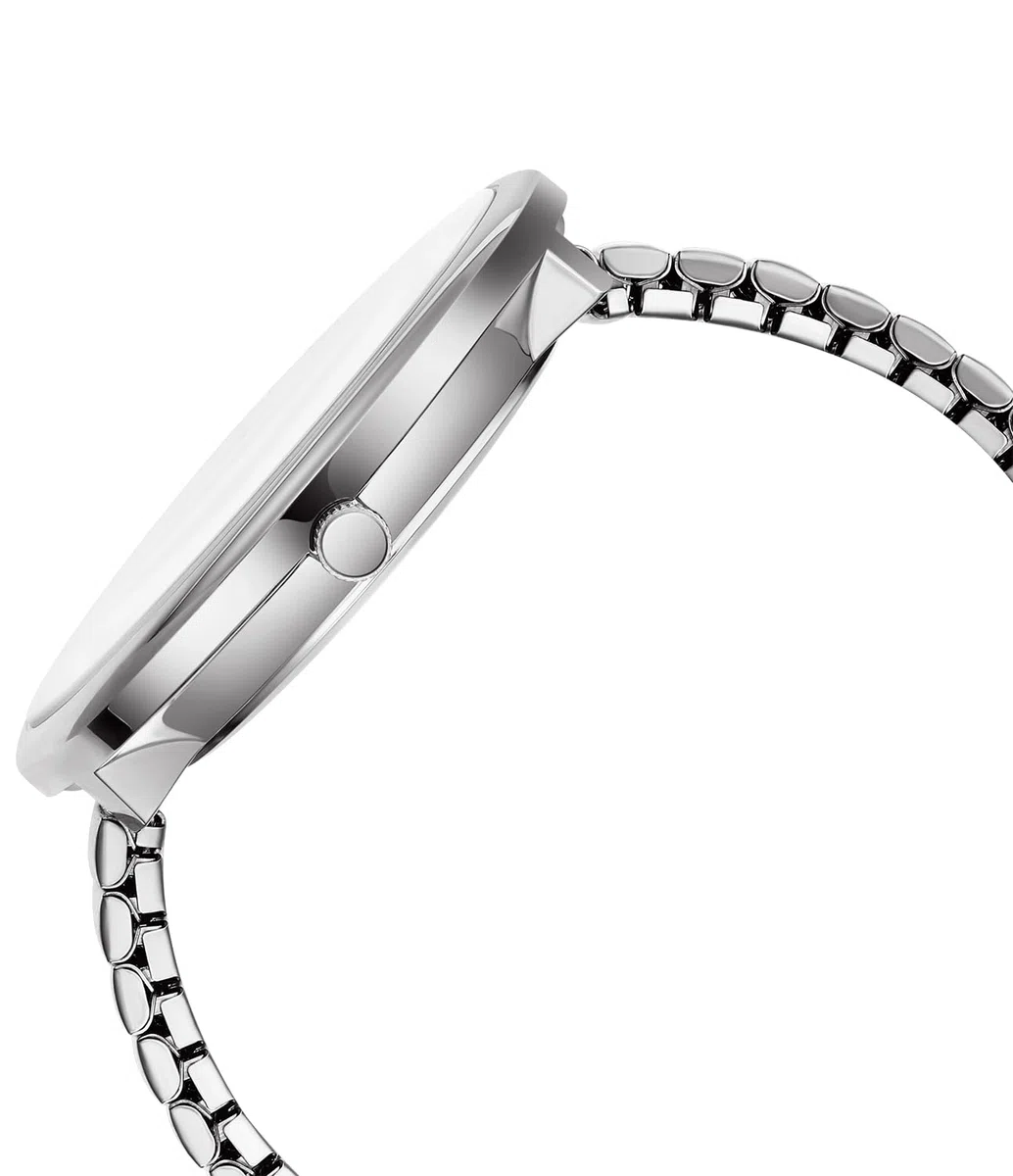 Esfera de Números Grande Fácil de Leer Correa Elástica de Acero Inoxidable Reloj de Pulsera Cuarzo Analógico para Mujer Hombre