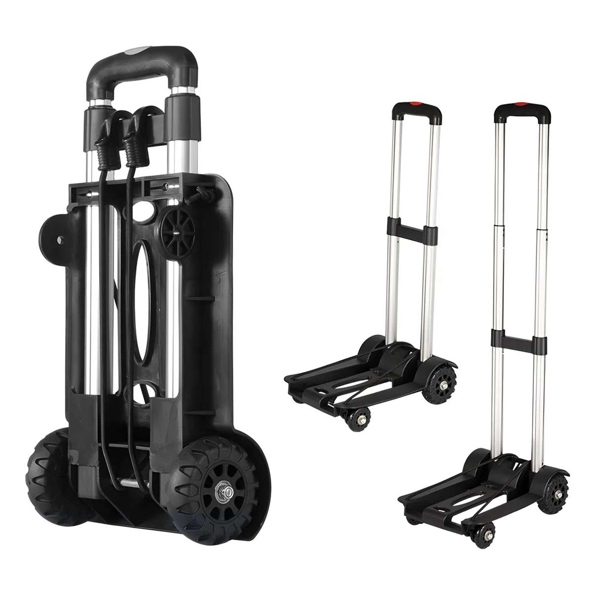 Carrito de Equipaje Plegable, Capacidad de Carga 50 kg, Aleación de Aluminio, Carritos Porta Equipajes con 2 Ruedas para Vacaciones, Deportes, Compras