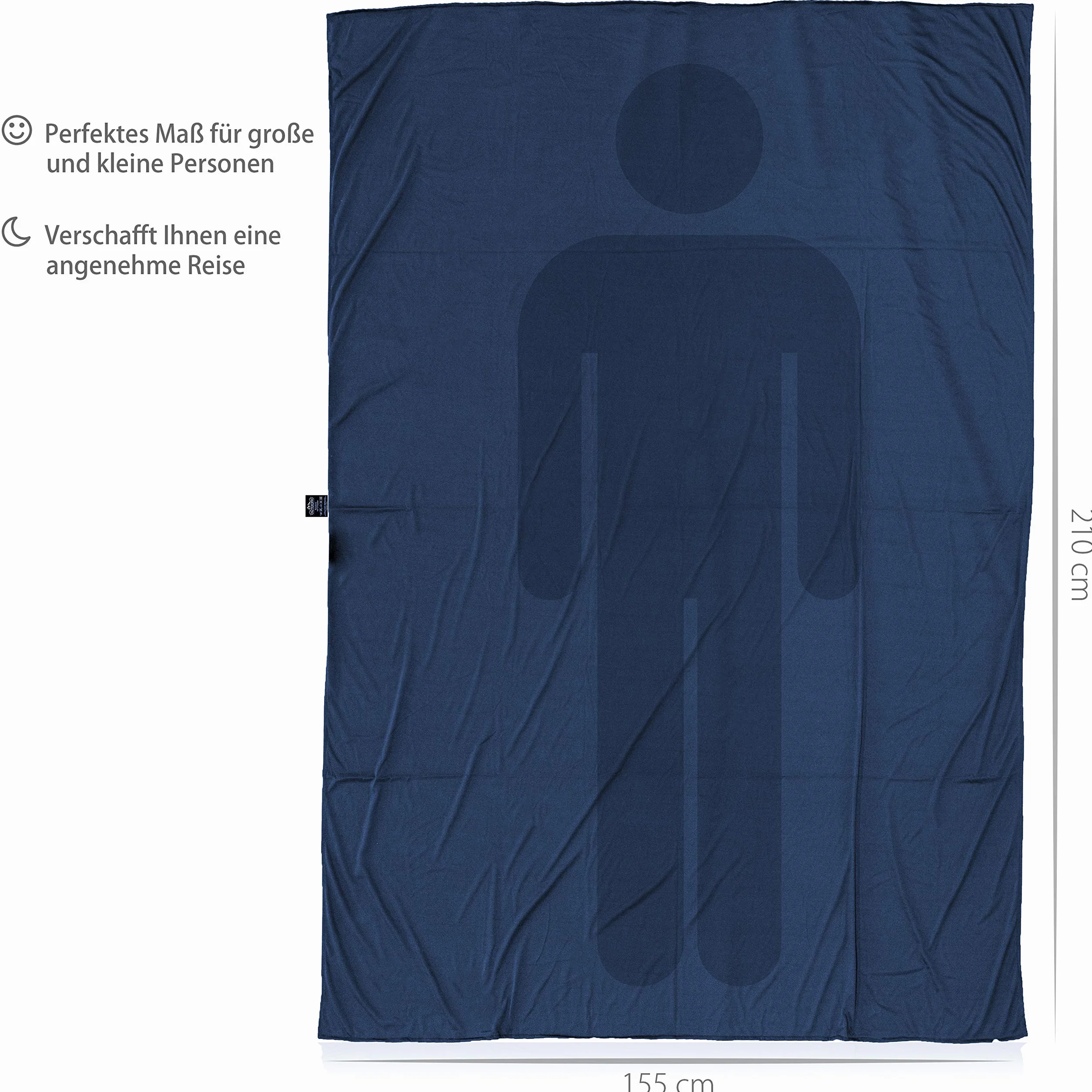Outdoro Isopeak Manta de viaje – 210 x 155 cm – Manta ultraligera para viajes – Tamaño pequeño – Suave y transpirable