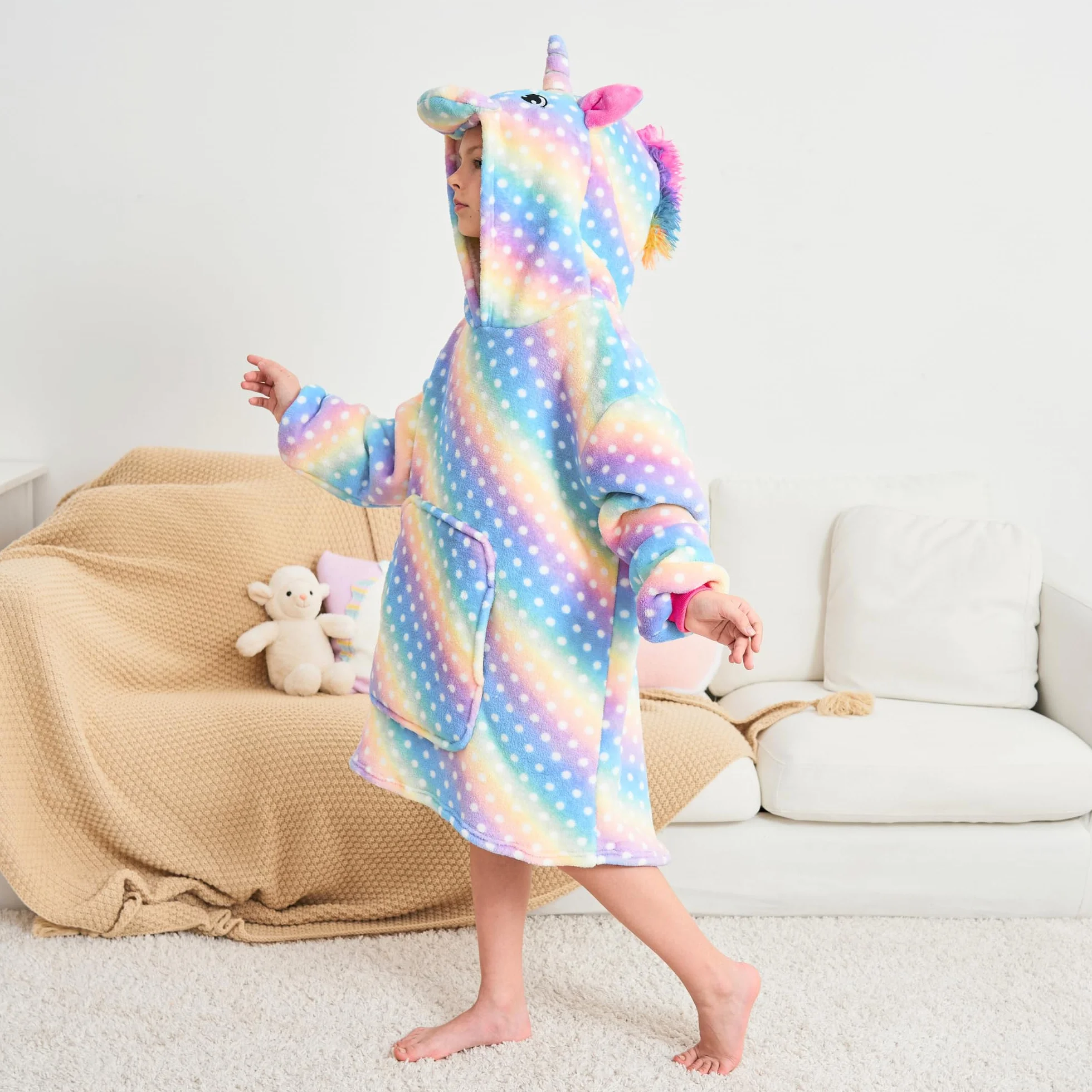 Sudadera con Capucha de Unicornio para Niñas, Sudadera con Capucha de Gran Tamaño para Niños