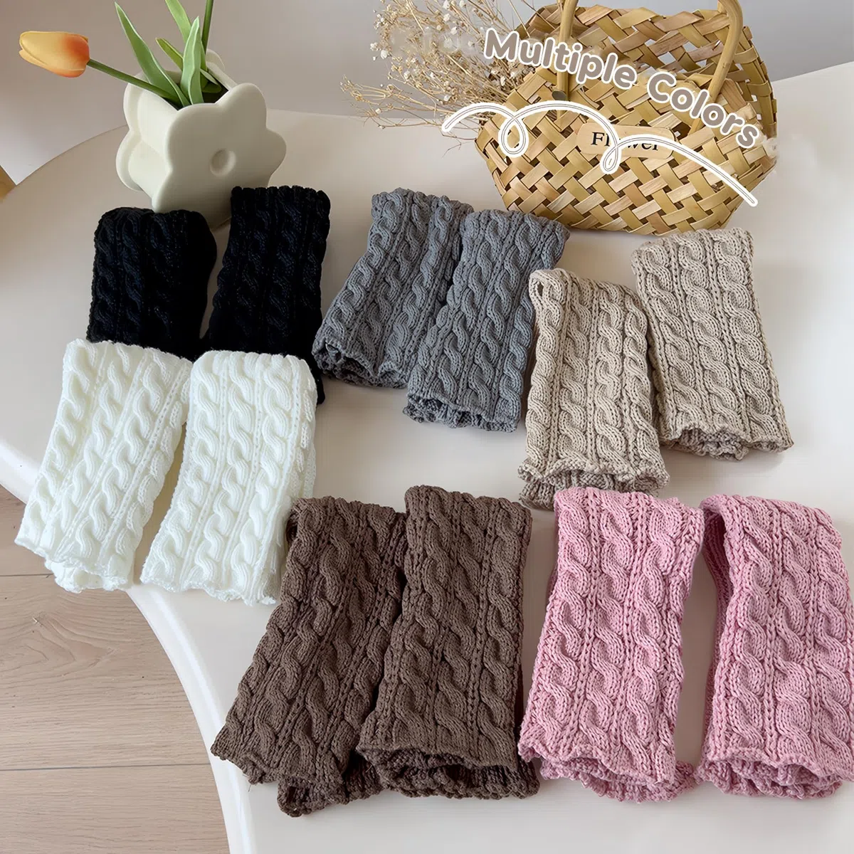 SONARIN 3 Pares Calentadores Piernas para Niñas,Invierno Punto Calentadores Largos Calcetines de Rodilla Protección de Piernas Elásticas para Niñas