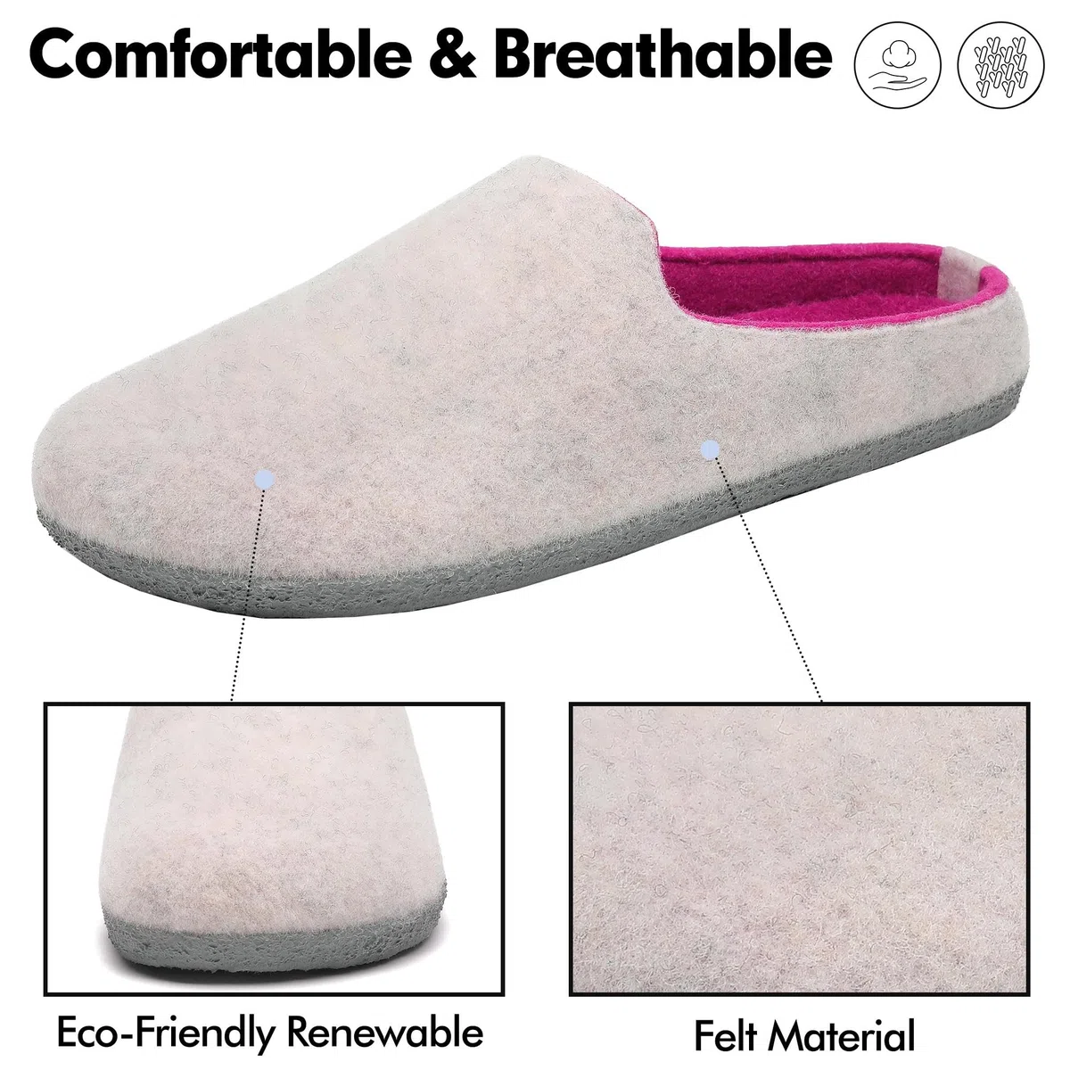 Mishansha Zapatillas Casa Interior Pantuflas Fieltro Zapatillas para Hombre Mujer Gr.36-47