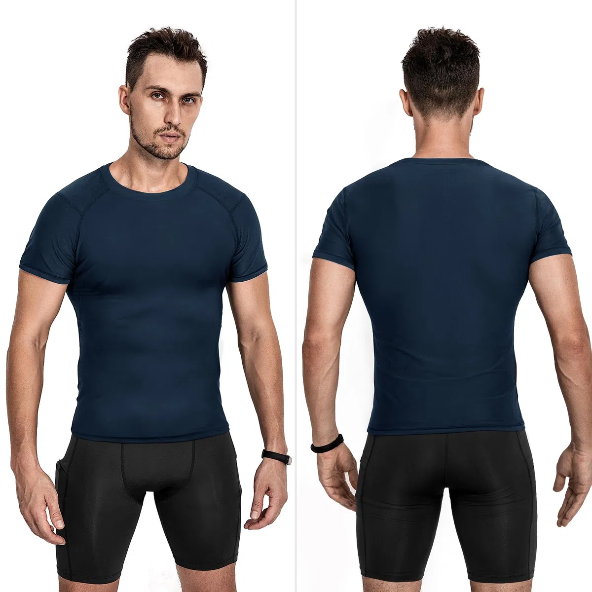 Niksa 2 Piezas Camisetas de Fitness Compresión Ropa Deportiva Manga Larga Hombre para Correr, Ejercicio,Gimnasio
