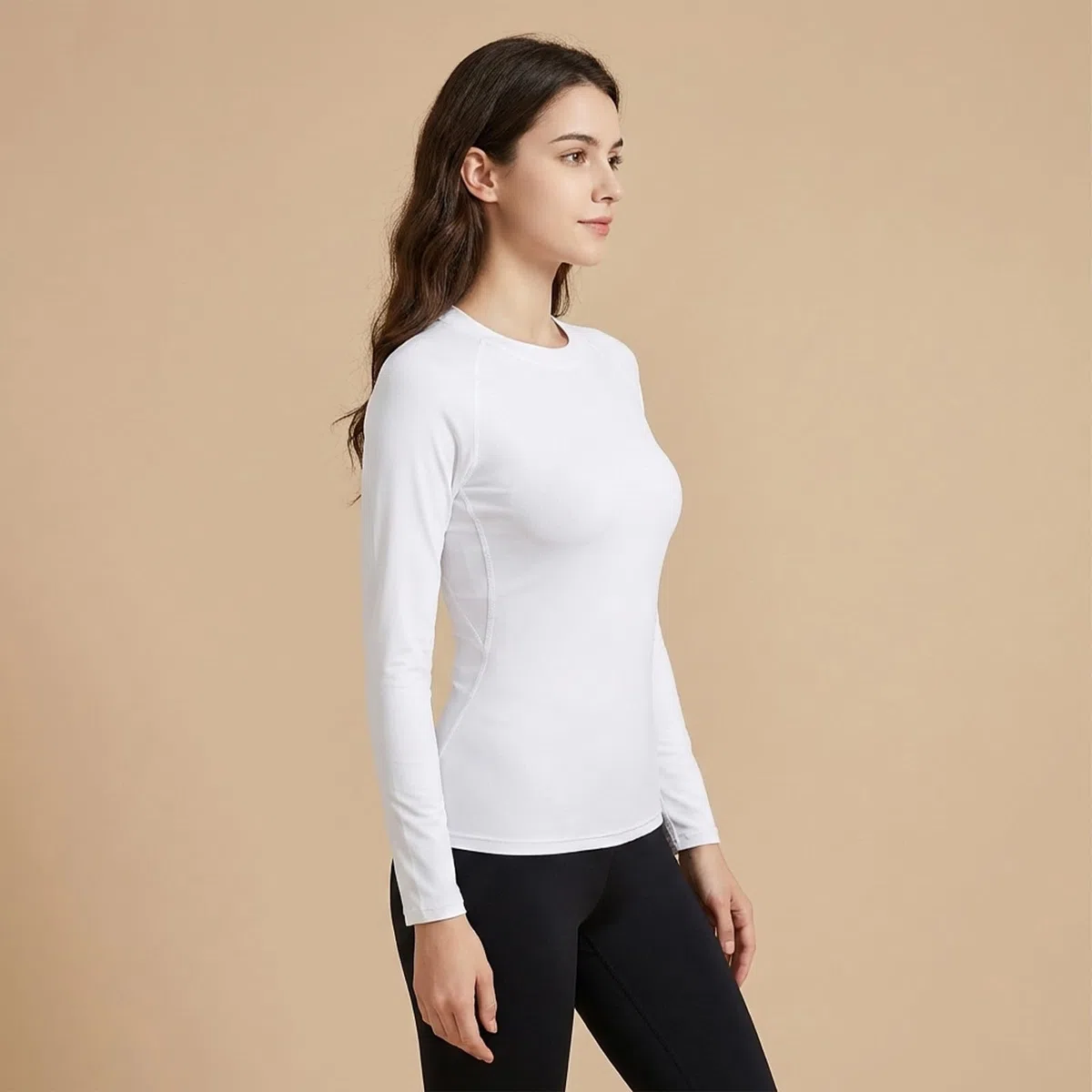 NuCamper Pack de 4 Camisetas Térmicas para Mujer Camiseta Cuello Redondo Mujer Manga Larga Basica Ropa Interior Ligera Termica Tops Elegante Elástica Suaves Ajustada T Shirts para Otoño e Invierno