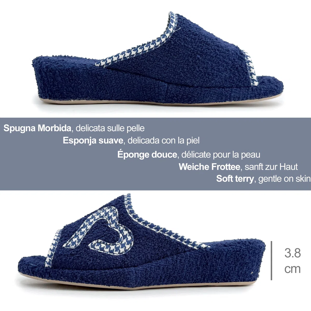 JOMIX Zapatillas Rizo Toalla Abierta Mujer Casa Chanclas Verano Cuña Baja Cómodas con Corazones para Señora Suela de Corcho Suave Ligeras