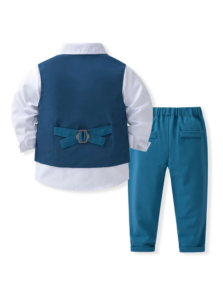 Freebily Traje Elegante para Bebé Niños Ropa Elegante para Boda Ceremonia Eventos Recién Nacido Conjuntos Traje 3 Pcs (Camisa Blanca+Chalecos+Pantalones Largos)