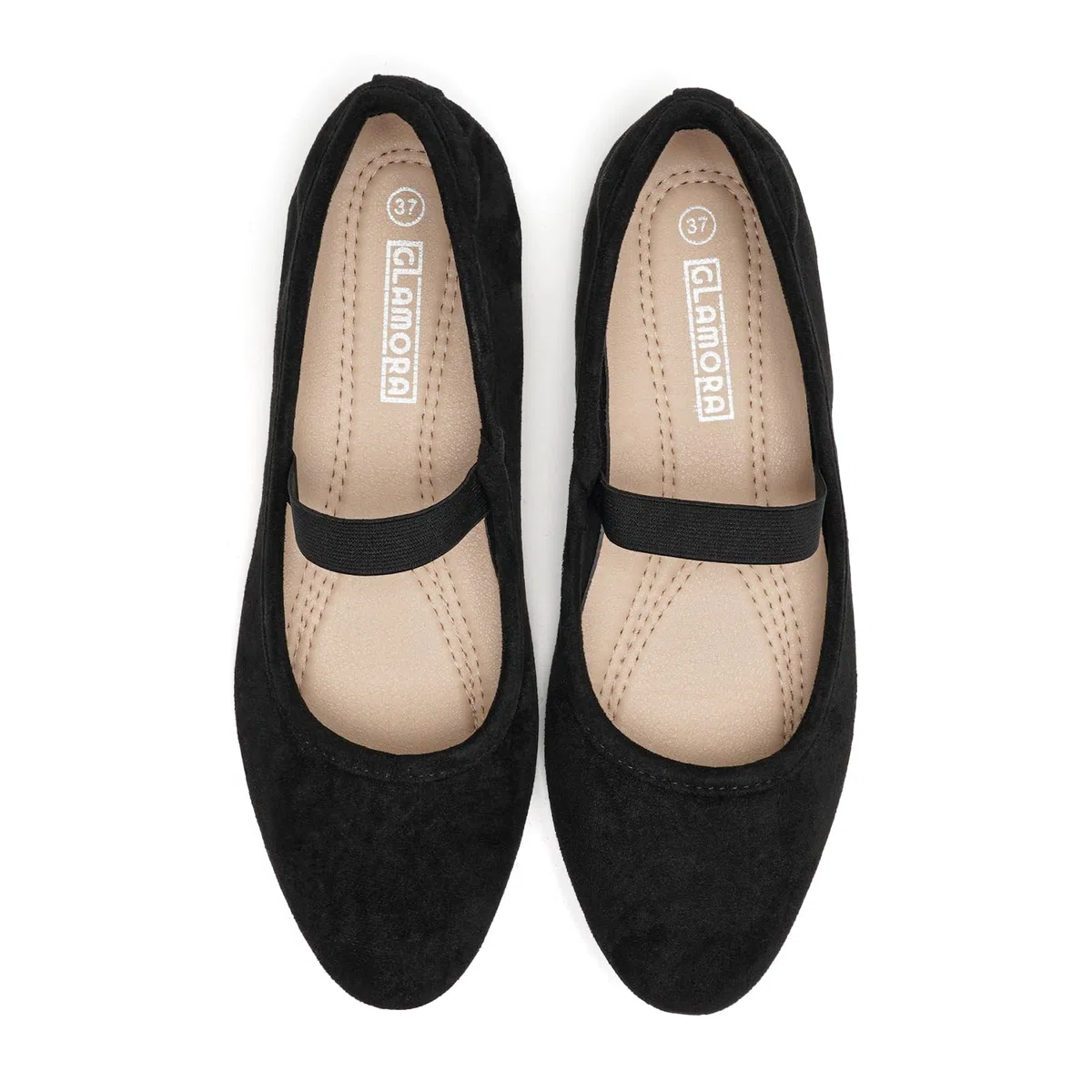GLAMORA Merceditas Mujer Bailarinas Manoletinas Mary Jane Ante Sintético Tira Elástica Zapatos Planos Flexibles Antideslizantes Transpirables Plantilla Acolchada Suela Goma