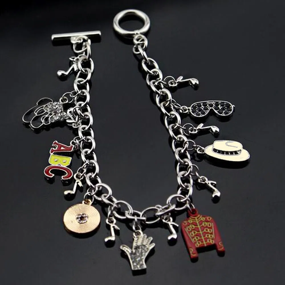 MJ Jackson - Collar y pulsera para fanáticos de MJ Michael, para hombres y niños, colección conmemorativa