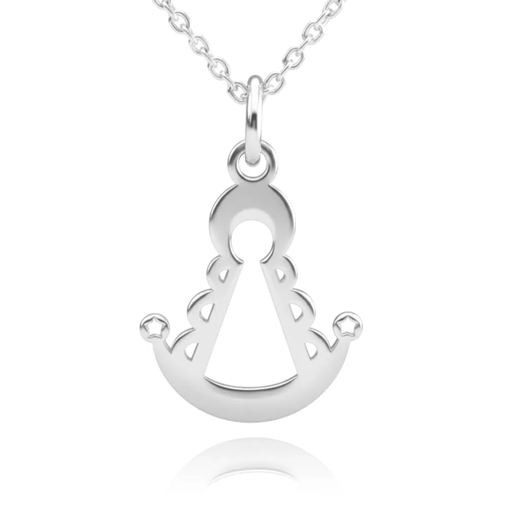 Collar mujer Virgen del Rocio plata - Colgante con la silueta de la Virgen del Rocio y cadena de plata 925 - Se envía en una cajita de regalo