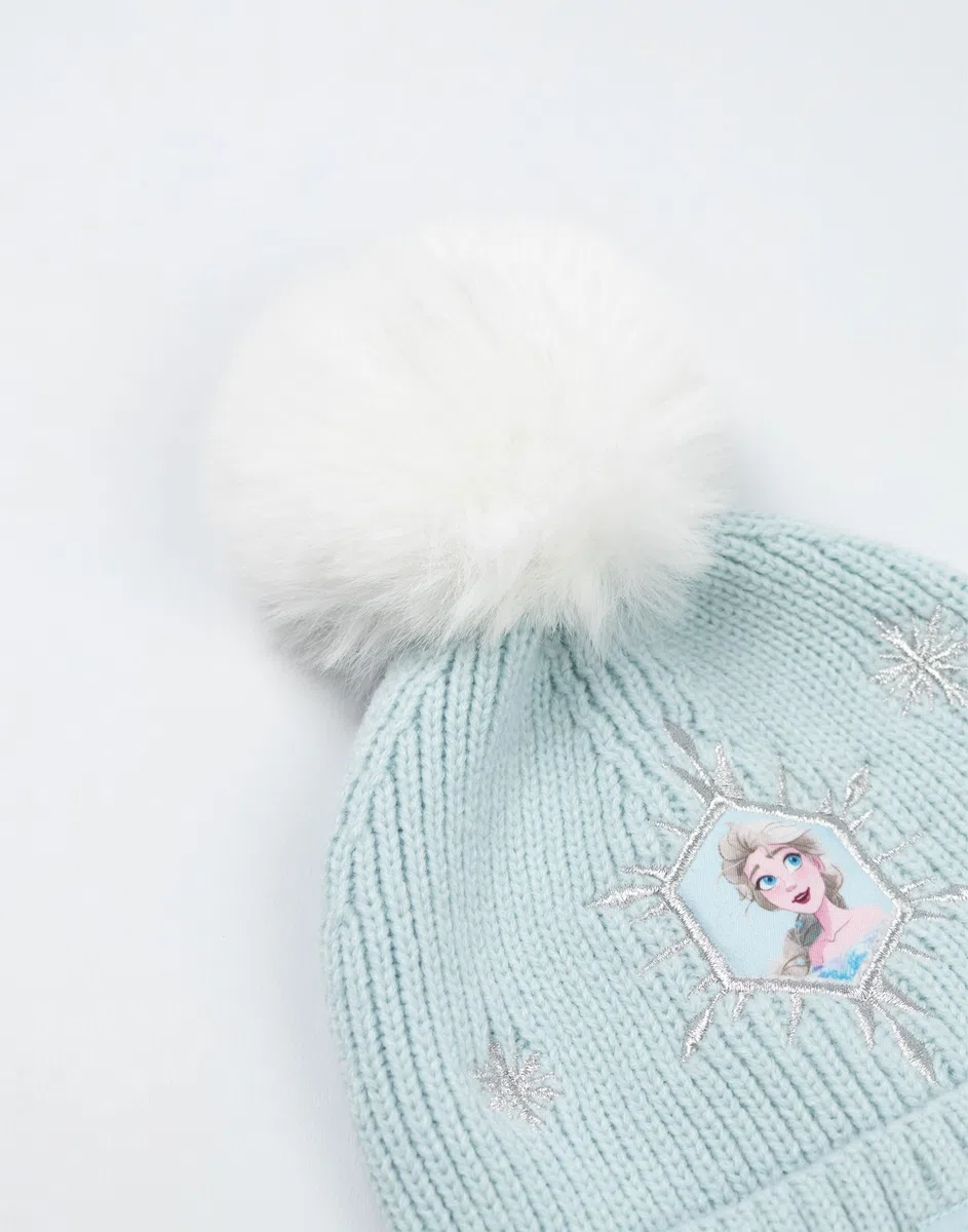 Disney Frozen Elsa - Conjunto de gorro y guantes para niñas, color azul claro, accesorios cálidos de invierno para niños con diseño de personajes