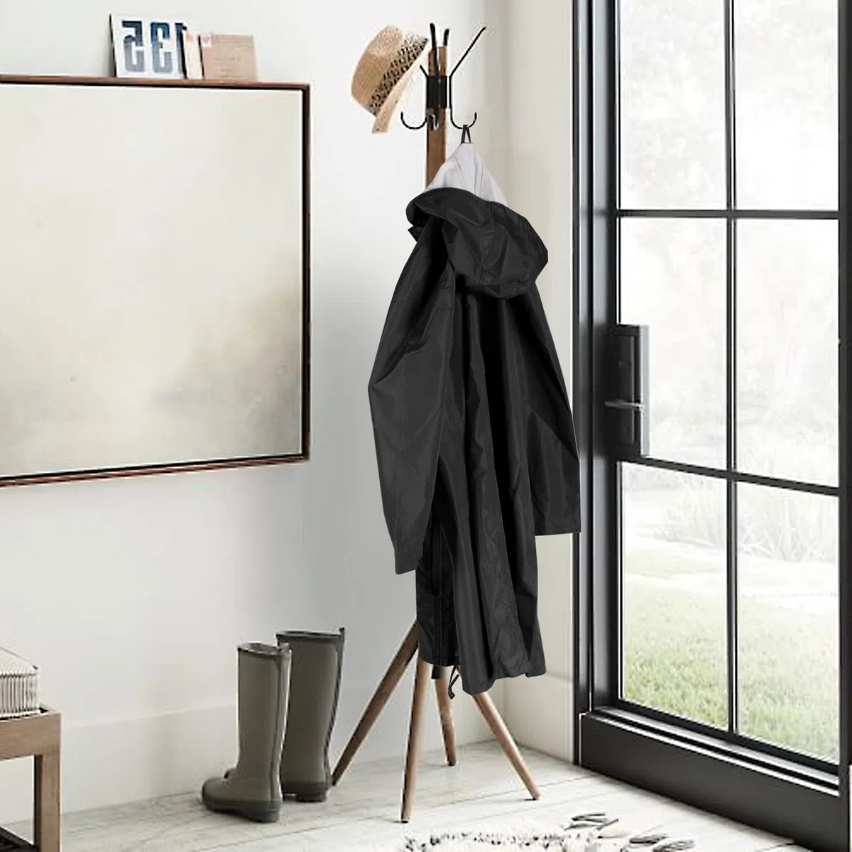 ANYOO Chubasquero Poncho de Lluvia con Capucha para Mujer, Impermeable Largo y Ligero para Aire Libre