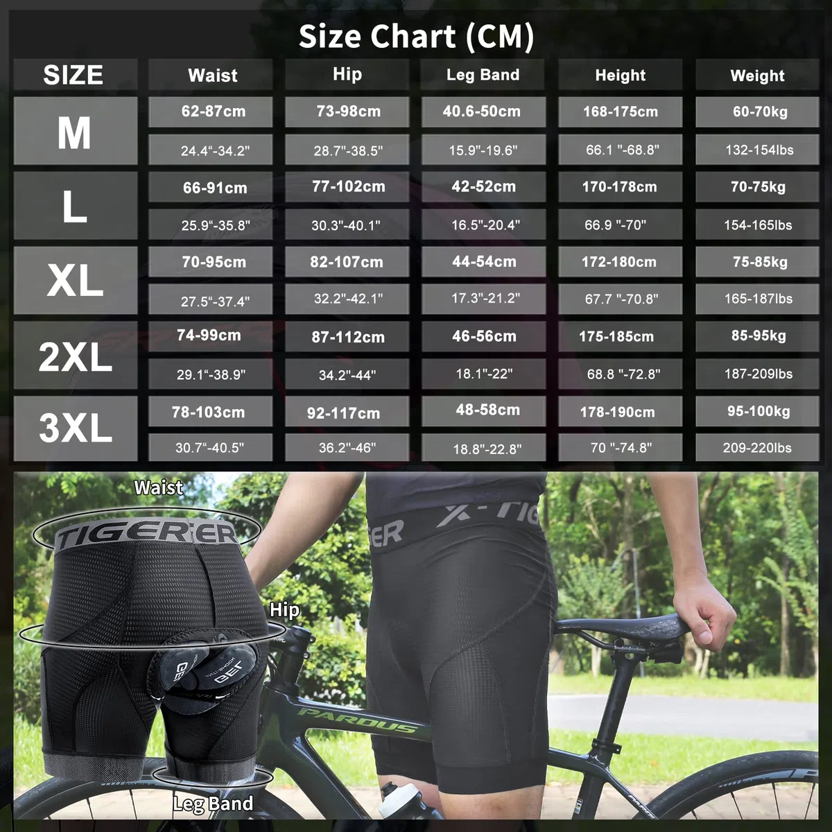 X-TIGER Ropa Interior de Ciclismo para Hombre Acolchado MTB Boxer Ciclismo Hombres Ropa Interior de Bicicleta,Tamaño:XXL