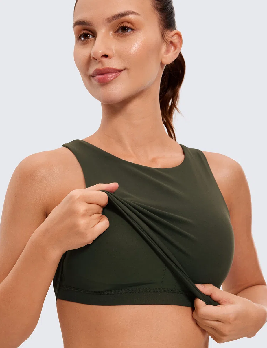CRZ YOGA Butterluxe Mujeres Y-Espalda Elevado Cuello Palangre Sostén Deportivo - Acolchado Cultivo Tanque Tops
