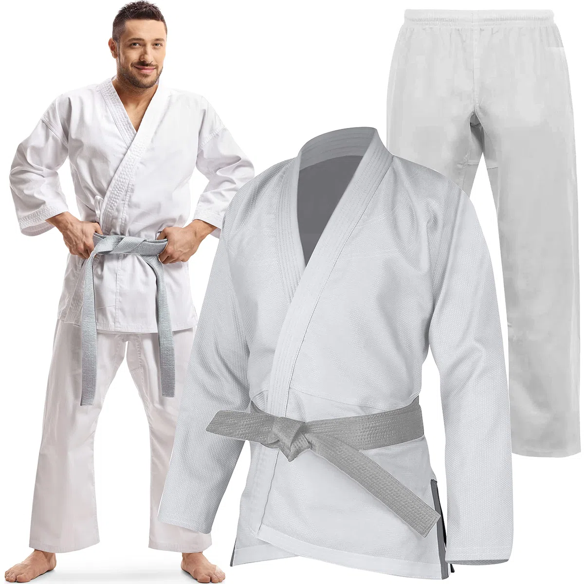 Uniforme de algodón Karate Gi, de Senshi, para estudiantes de karate y artes marciales, con cinturón