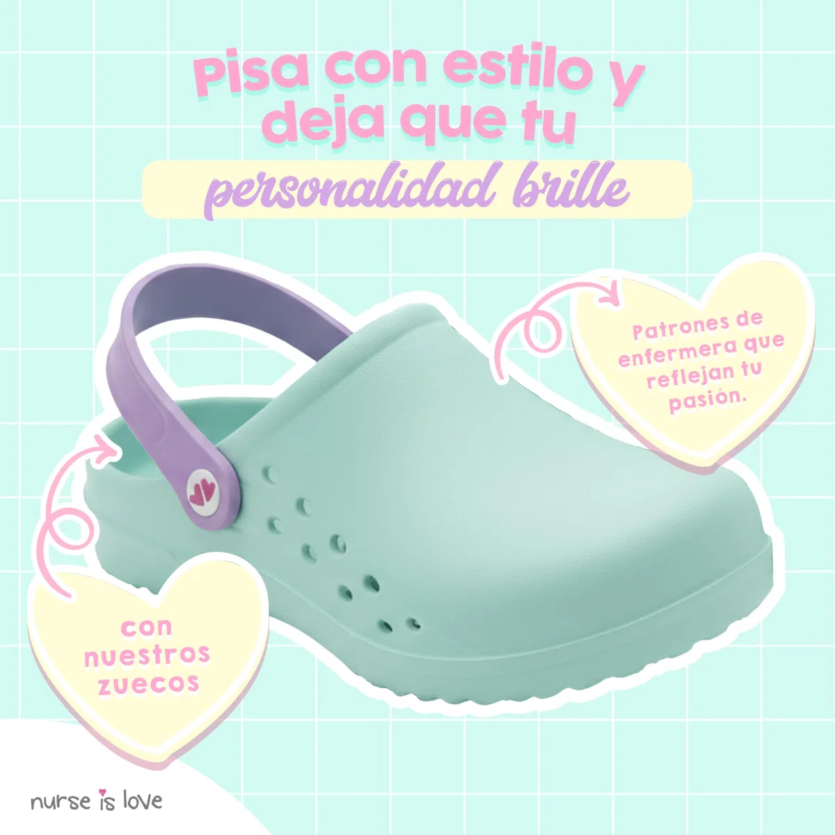 Nurse is Love Zuecos Mujer - Zuecos EVA Ligeros, Calzado Casual de Moda | Regalo Original para Ella | Diseño Divertido - Base