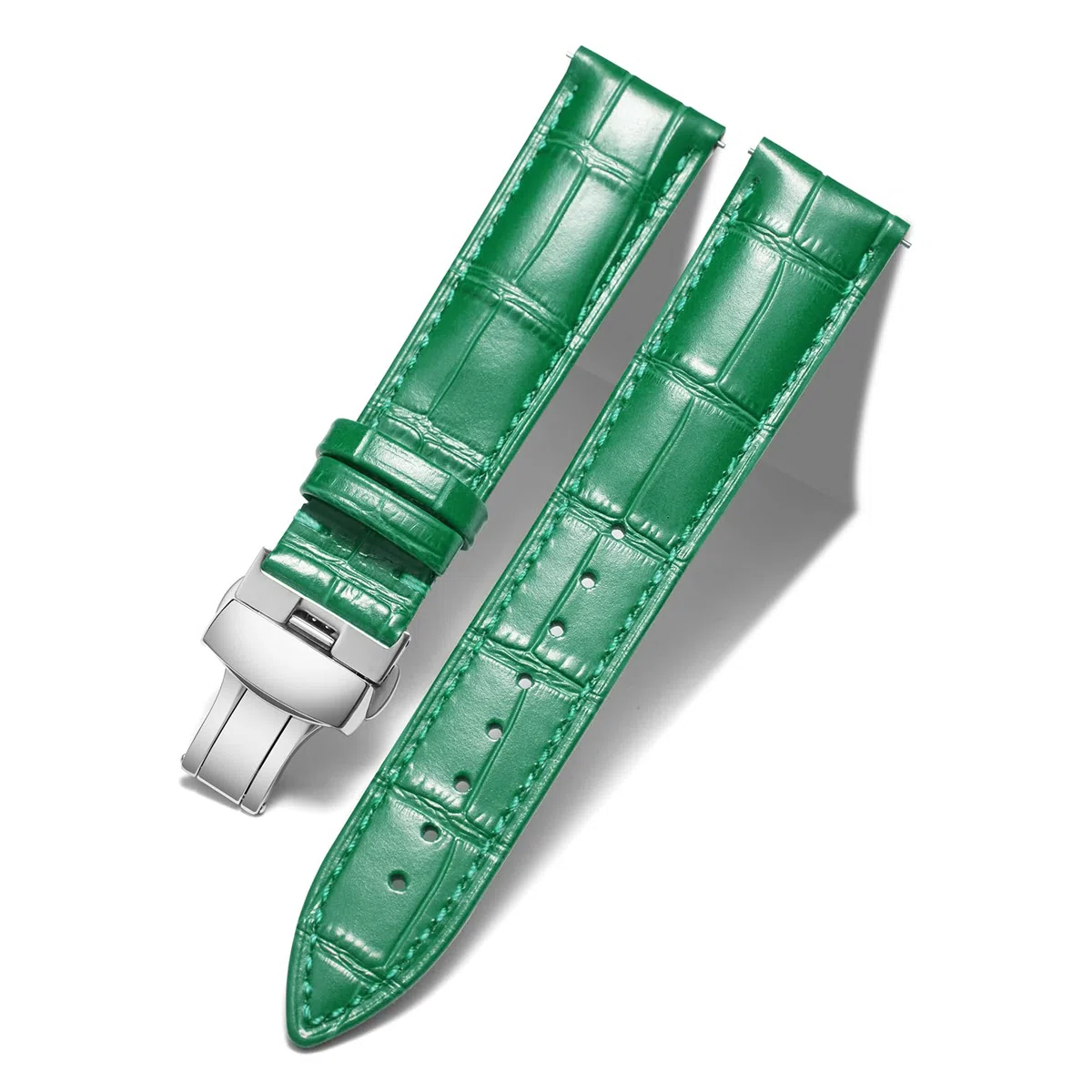 BINLUN Correa de Reloj de Cuero Correa de Piel Repuesto para Hombres/Mujeres con Hebilla de Despliegue Mariposa Plata/Oro/Oro Rosa 12mm-24mm 10 Colores