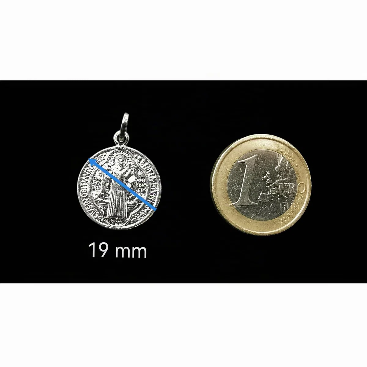 Medalla San Benito 19mm Plata Ley