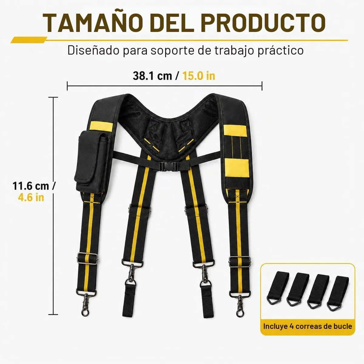 Tirantes de Cinturón de Herramientas, Ajustable Tirantes de Trabajo en Forma de X con Acolchados y Bolsillo, para Carpintero, Electricista