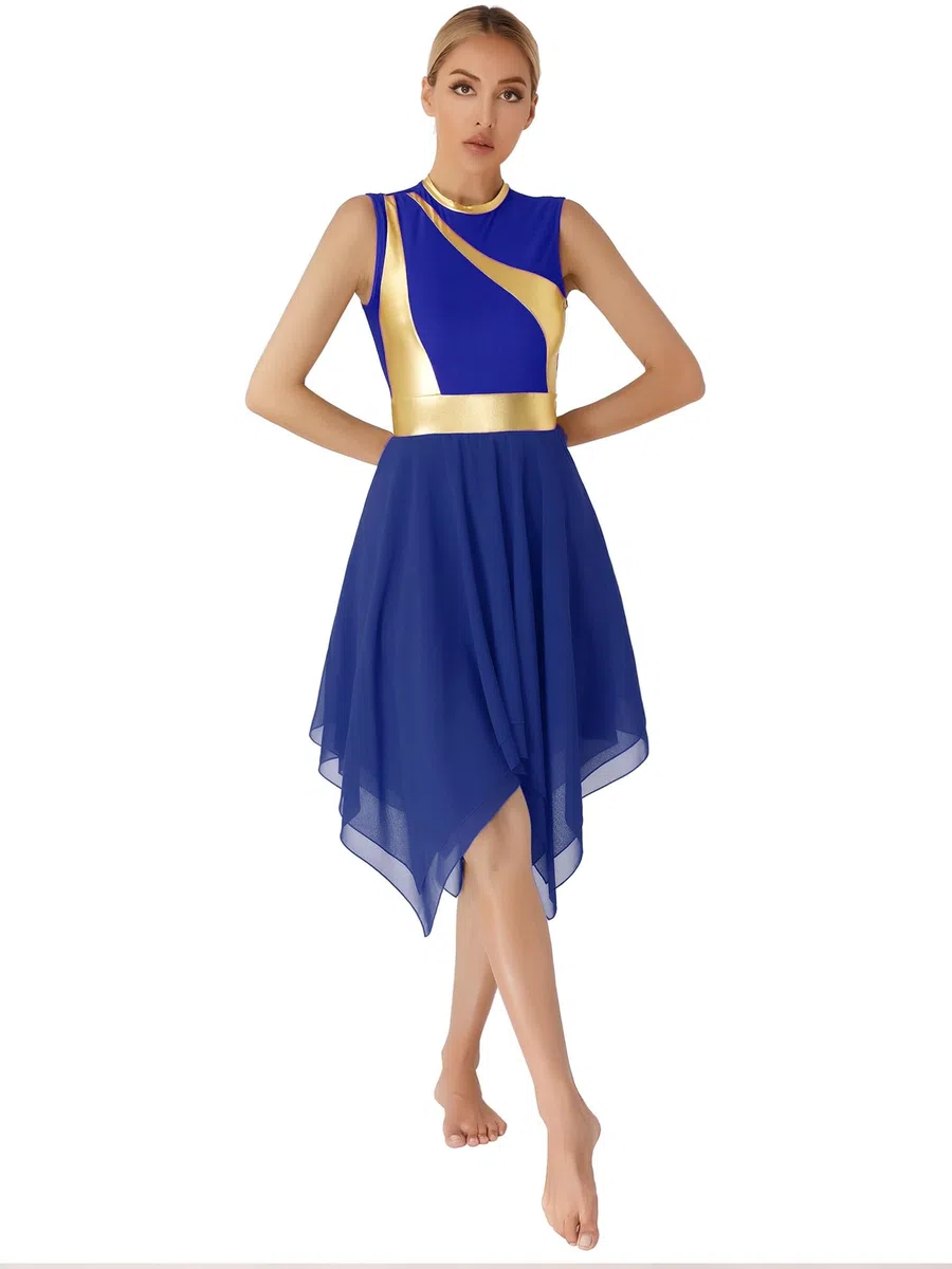 Aislor Vestido De Danza Cristiana para Mujer Vestido De Baile Irregular + Pantalones De Danza Cintura Elástica Ropa De Baile Litúrgica