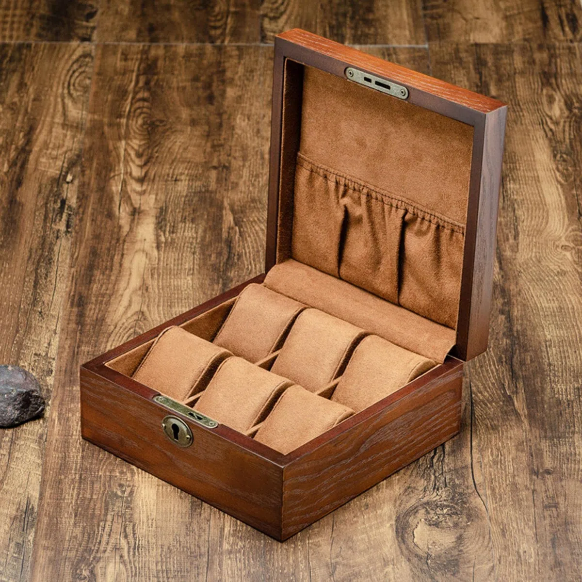 Caja Organizadora de Relojes con Capacidad para 6 Piezas Interior de Terciopelo Suave Y Cierre Resistente Almohadillas Desmontables Adecuada para