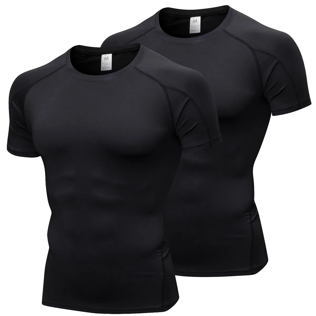 Paquete de 2 camisetas de compresión para hombre, manga corta, capa base, camiseta de secado rápido para gimnasio, deportes, fitness, entrenamiento, ciclismo, entrenamiento