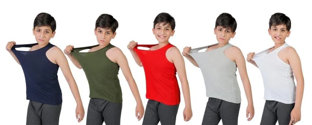 orbiz Paquete de 5 chalecos para niños y niñas, 100 % algodón puro, entrelazados, camisetas sin mangas, camisetas interiores de 3 a 13 años
