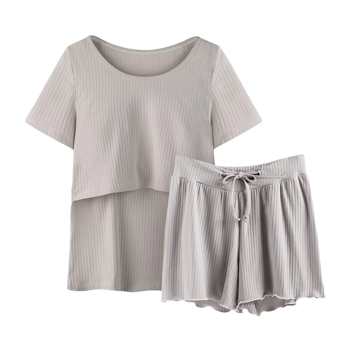Pijamas Manga Ropa de Dormir de Lactancia Mujer Camisa y Conjunto T Bebé Maternidad Tops Pantalones Cortos Maternidad Dormir Pijama Caliente Embarazada