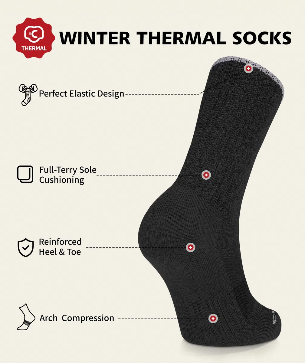 CLOSEMATE Calcetines Invierno Térmicos Hombre Mujer 5 Pares Largos Algodón Antisudor Antiampollas Absorción de Impactos Altos Gruesos Frío Extremo Para Trekking Senderismo Ciclismo