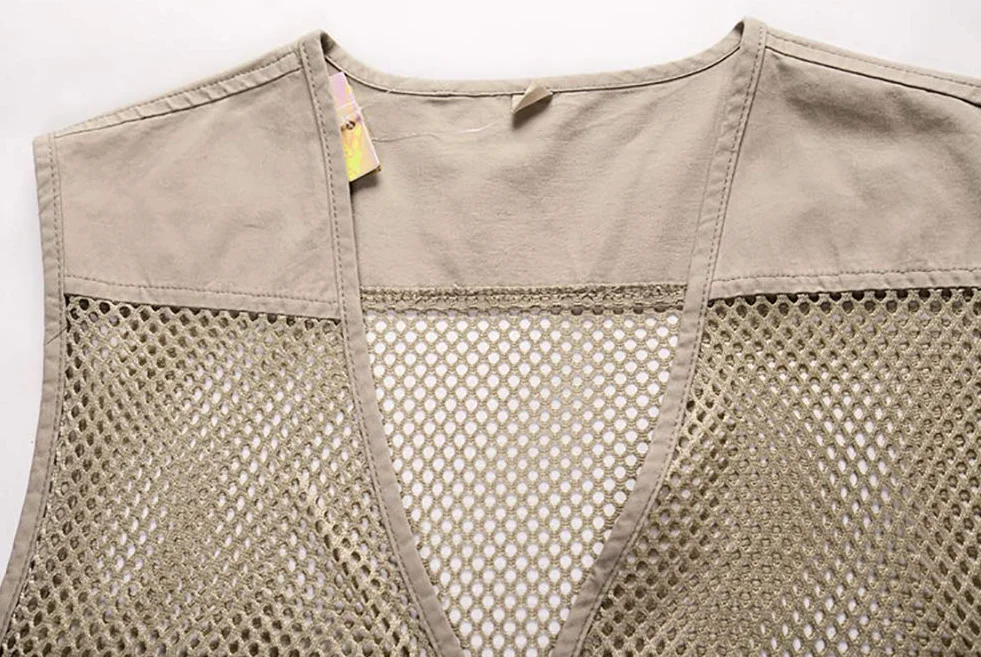 Chaleco de Pesca Multibolsillo De Pesca Piezas Chaqueta Malla Transpirable Chaleco al Aire Libre Hombres