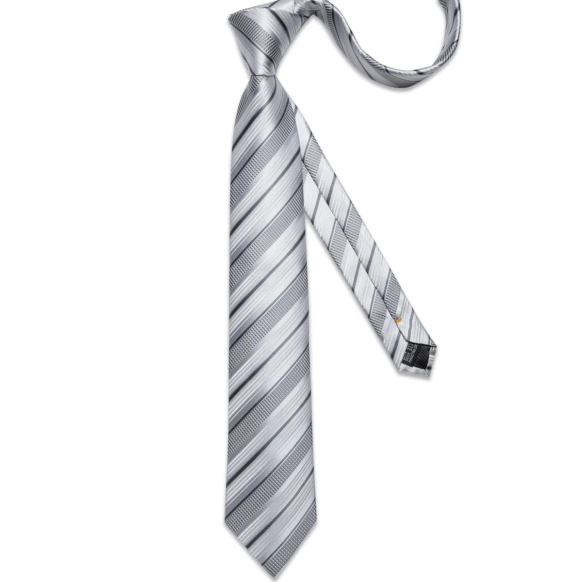 DiBanGu Conjunto de corbata de seda a rayas para hombre, corbata a cuadros con pañuelo de bolsillo, gemelos y clip de corbata para boda formal