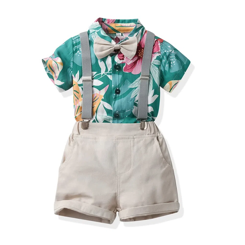 Yanmucy Bebé Niño Ropa de Verano Trajes Hawaiano Niño Pequeño Niños Caballero Mono Traje de Playa Vacaciones Fiesta Camisa Pantalones Cortos Set