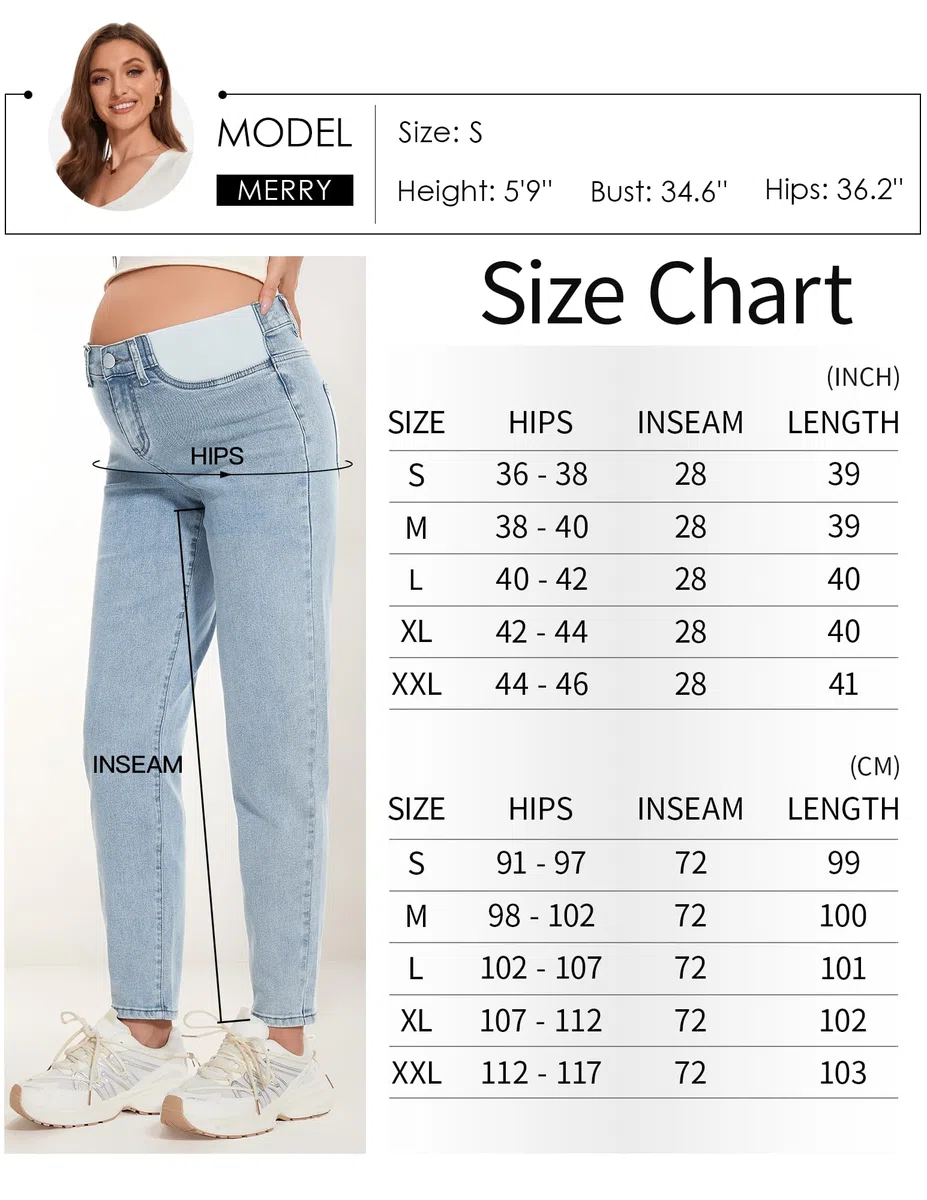 FABRACK Jeans de maternidad para mujer, de tiro medio, elásticos, para debajo del vientre, pantalones de mezclilla para embarazo, con panel elástico insertado