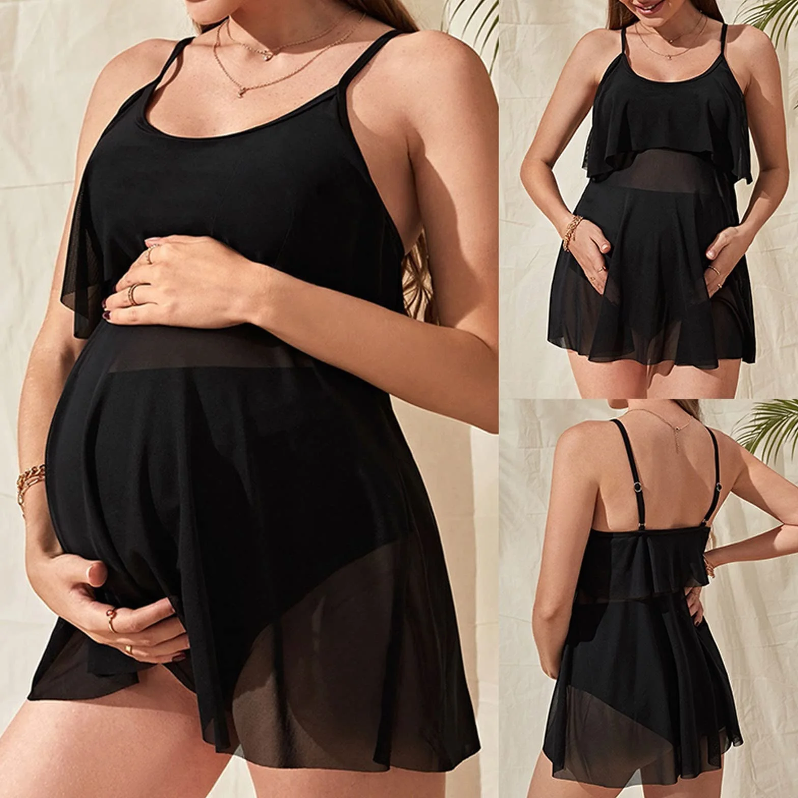 Generisch Traje de baño para embarazadas, mono de embarazo, tallas grandes, traje de baño de maternidad, elegante, ropa de playa, sesión de fotos, verano, bikini de maternidad, vestido de maternidad
