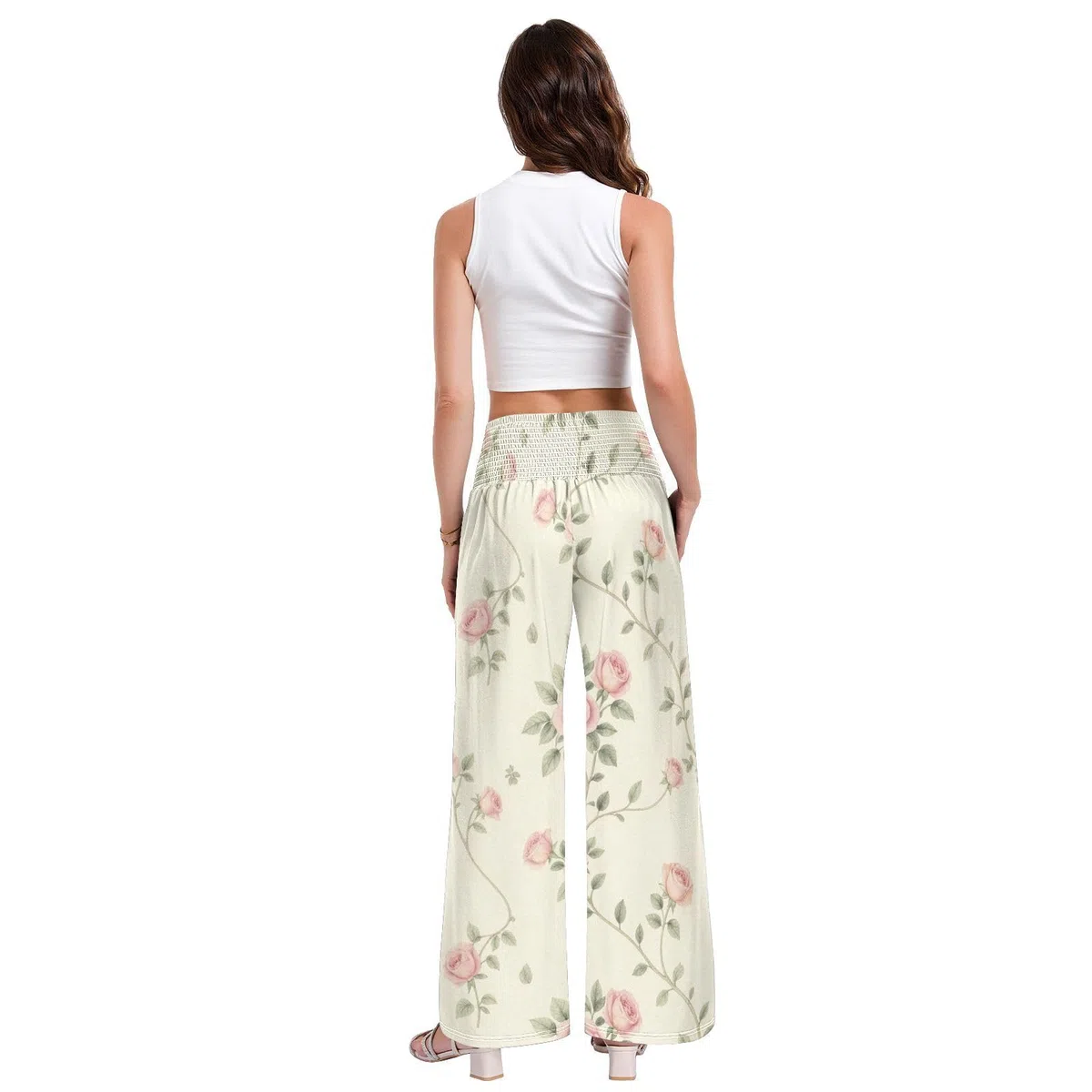 FRODOTGV Vine Rose Palazzos - Pantalones ligeros para yoga y verano para mujer