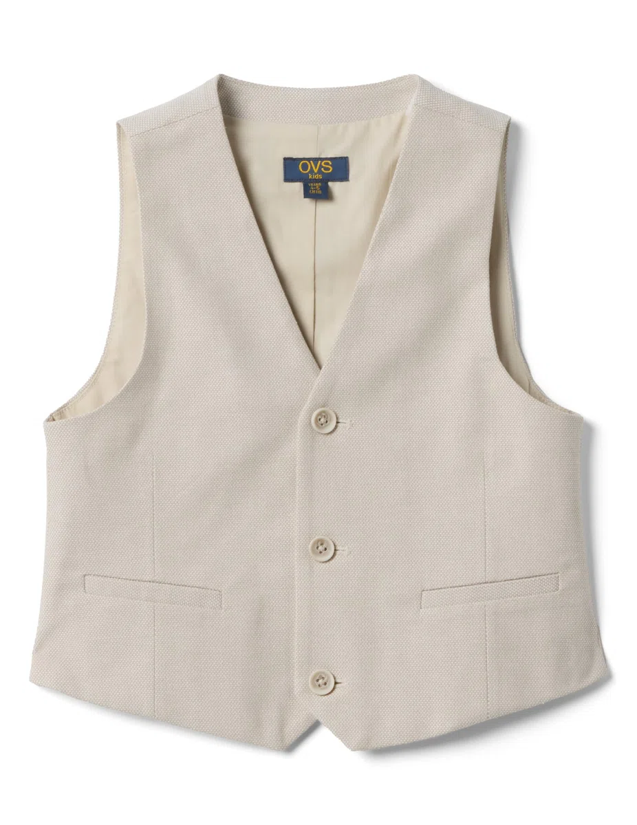 OVS KIDS Chaleco beige de sastre en algodón elástico para niño, corte regular