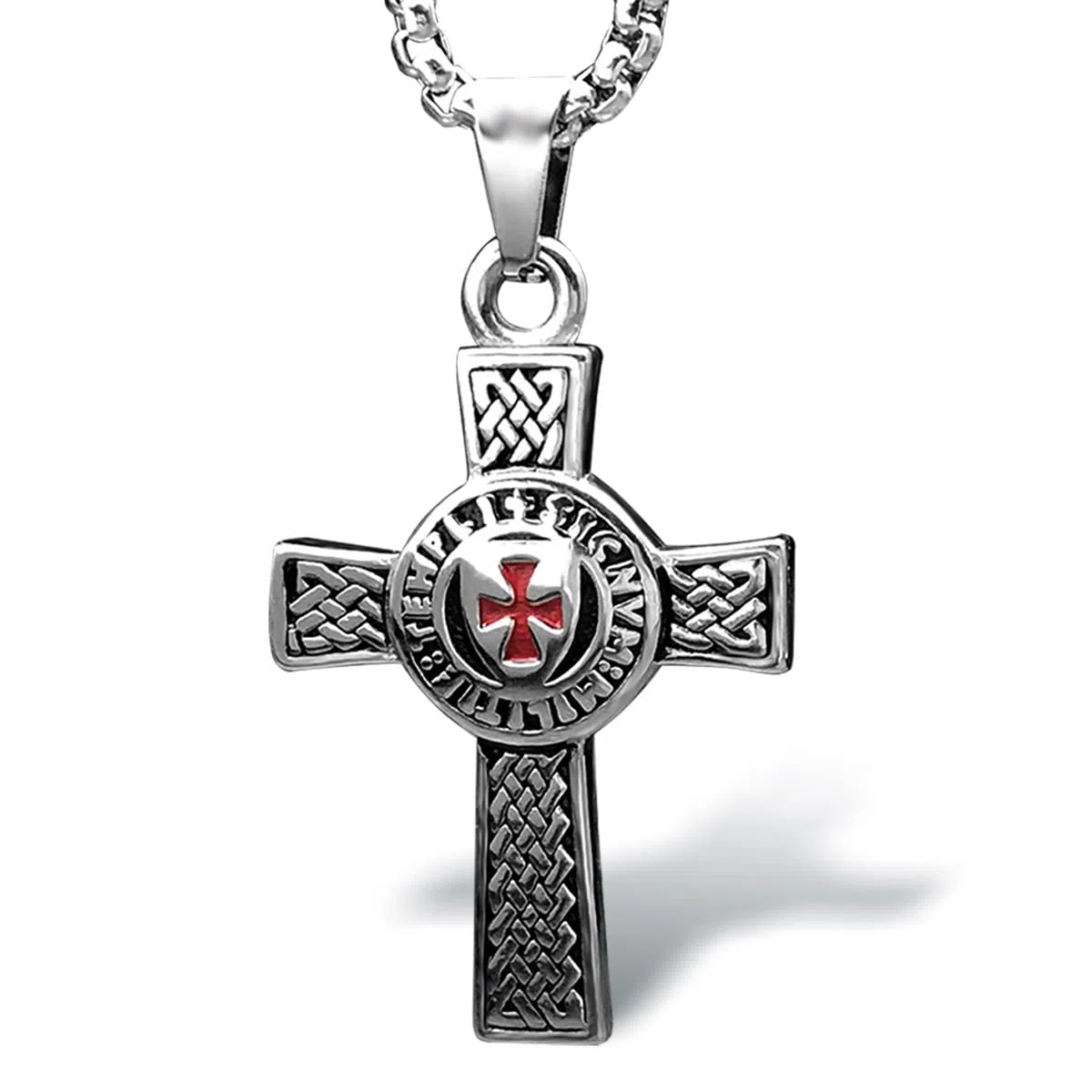 bahamut Collar con colgante de cruz templaria de caballeros templarios para hombres y niños, joyería vintage de acero inoxidable con cadena de 63,5 cm