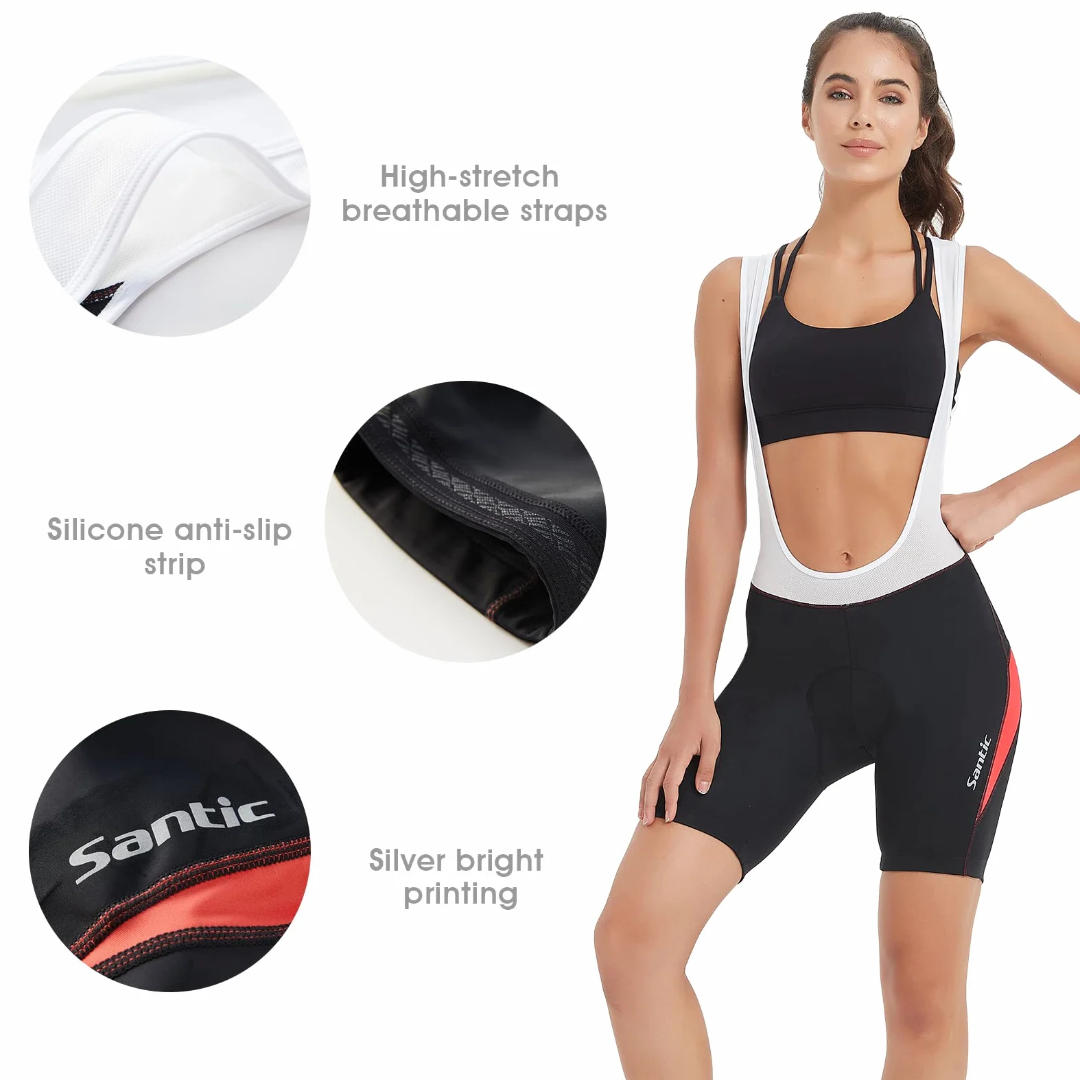 Santic Culote Bicicleta Mujer Acolchado Culotte Ciclismo Mujer Gel Pantalones Cortos Ciclismo