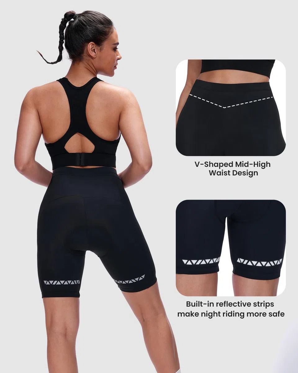Sportneer - Pantalones Cortos de Ciclismo para Mujer, Acolchados, de Secado rápido, con Acolchado 4D, Pantalones Cortos de Deporte para Mujer, con Acolchado más Ancho y denso