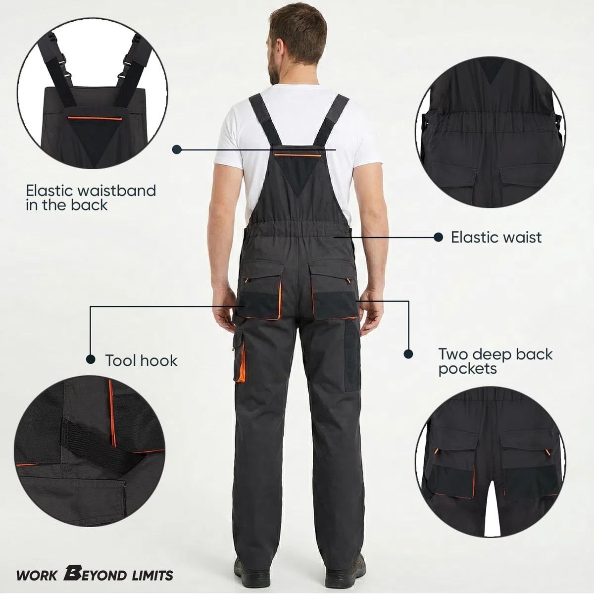 BWOLF Atlas - Peto para hombre, protección clásica, con bolsillos multifuncionales, color gris oscuro y naranja