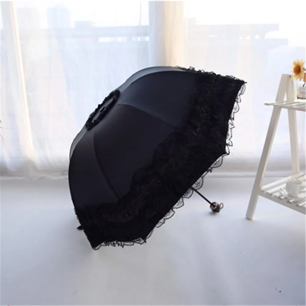 Paraguas Plegables UV Mujeres Sombrillas Encaje Paraguas Parasol Sombrilla Anti UV Impermeable a Prueba de UV en Verano Para Dama