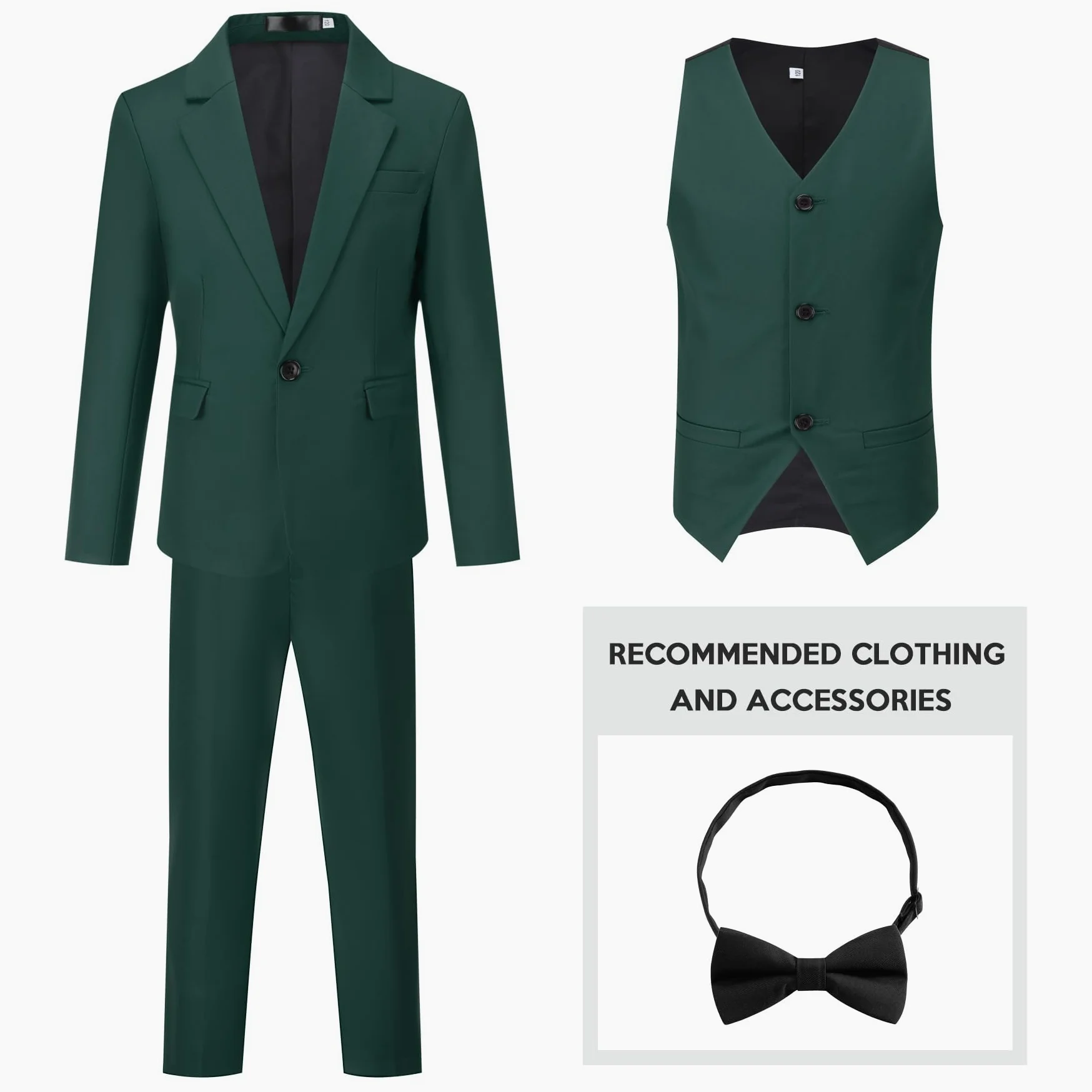 Sliktaa Traje de 3 piezas para niños con cuello de solapa con un botón, trajes para bodas, cumpleaños, fiestas, bailes de graduación, traje de rendimiento, chaleco, pantalones, multicolor