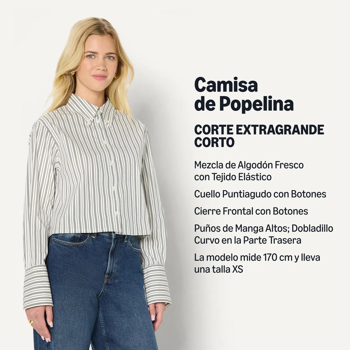 Amazon Essentials Camisa de Vestir de Popelina Elástica de Algodón, Corte Extragrande y con Botones Mujer