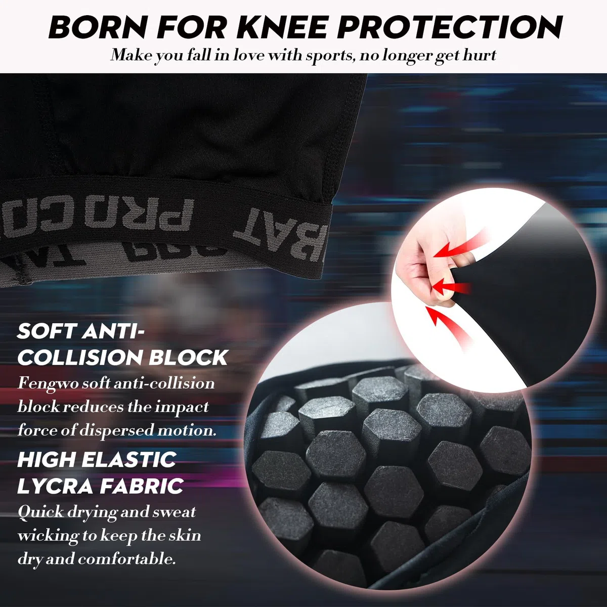 HULG Pantalones De Baloncesto con Rodilleras, Pantalones De Compresión con Rodilleras,Pantalones De Compresión 3/4 para Baloncesto, Fútbol, ​​béisbol