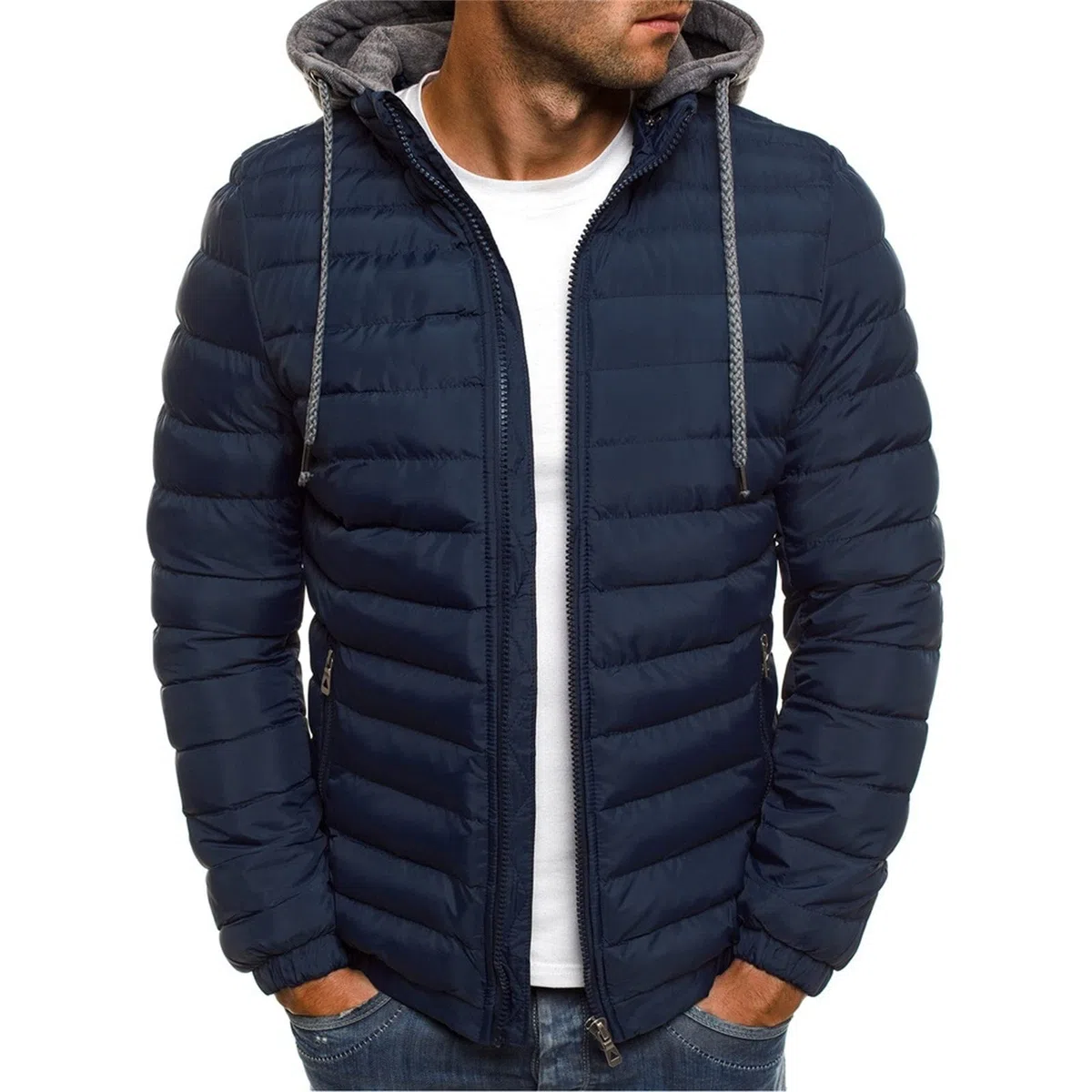Abrigo Hombre Invierno Chaqueta de Pluma Ultra Ligero Plumiferos CáLido Capucha OtoñO Abrigo Corto para Viaje Compresible Chaqueta Antiviento Al Aire Libre para Hombre Color Liso con Cremallera