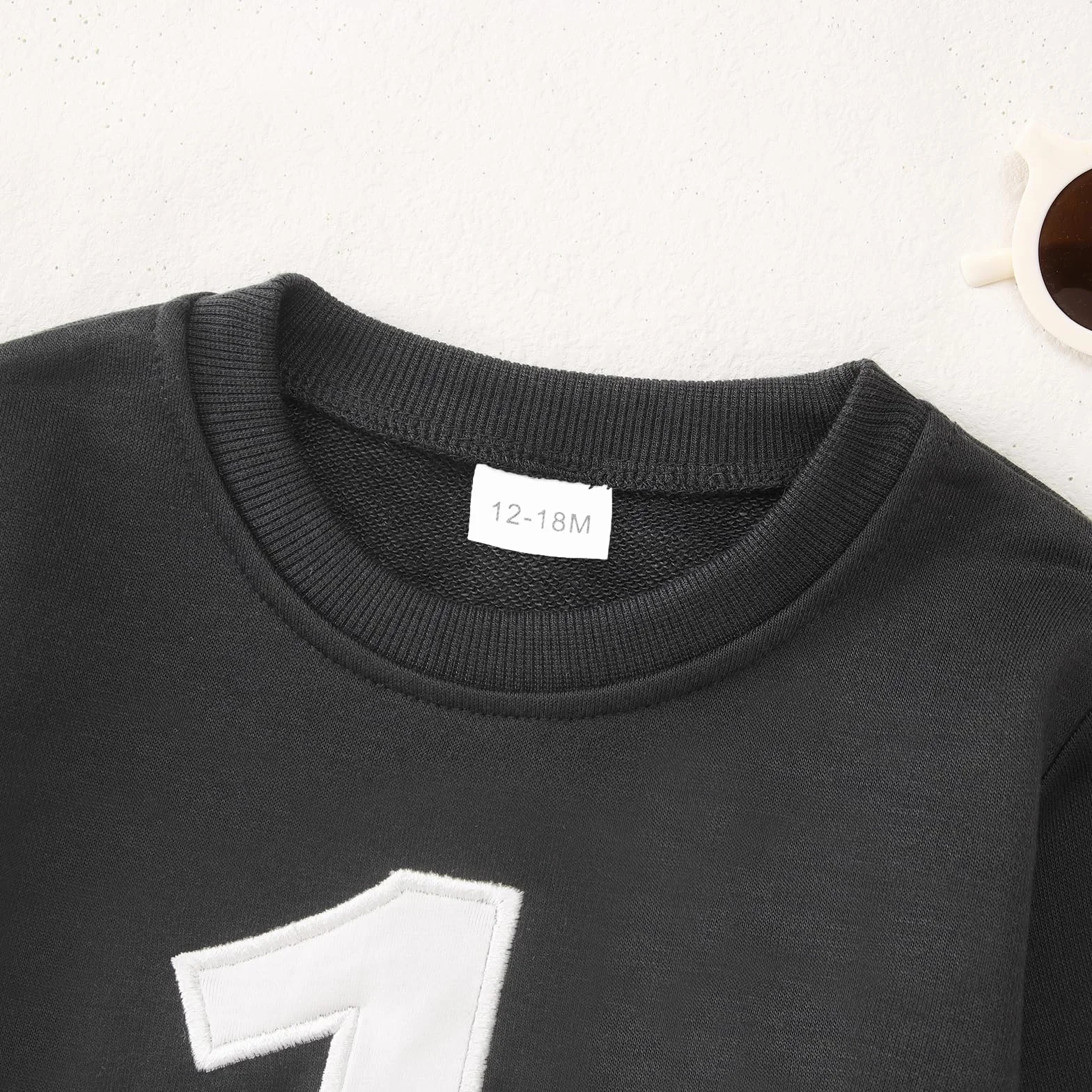 CM C&M WODRO Sudadera para niño de 1 cumpleaños, 1 jersey de bordado de cumpleaños, ropa de bebé recién nacido, sudaderas para niños, cuello redondo, camiseta de manga larga, ropa para niños pequeños