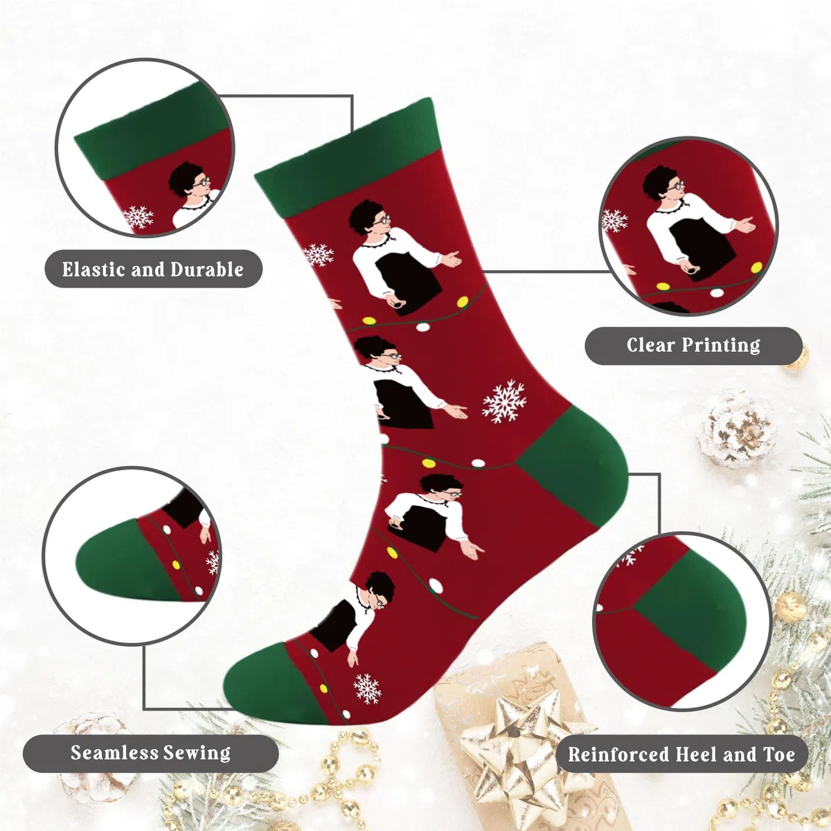 Divertidos calcetines de Navidad para mujeres y hombres, accesorios de disfraz de vacaciones de Navidad, calcetines de punto cálidos de invierno