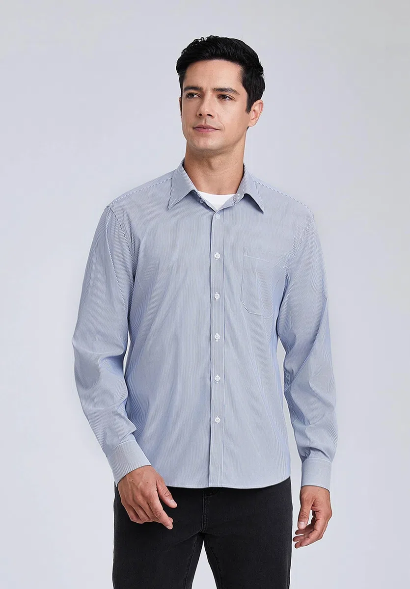 Enlision Camisa de Vestir Manga Larga para Hombre Camisas de Rayas con Botones Regular Fit