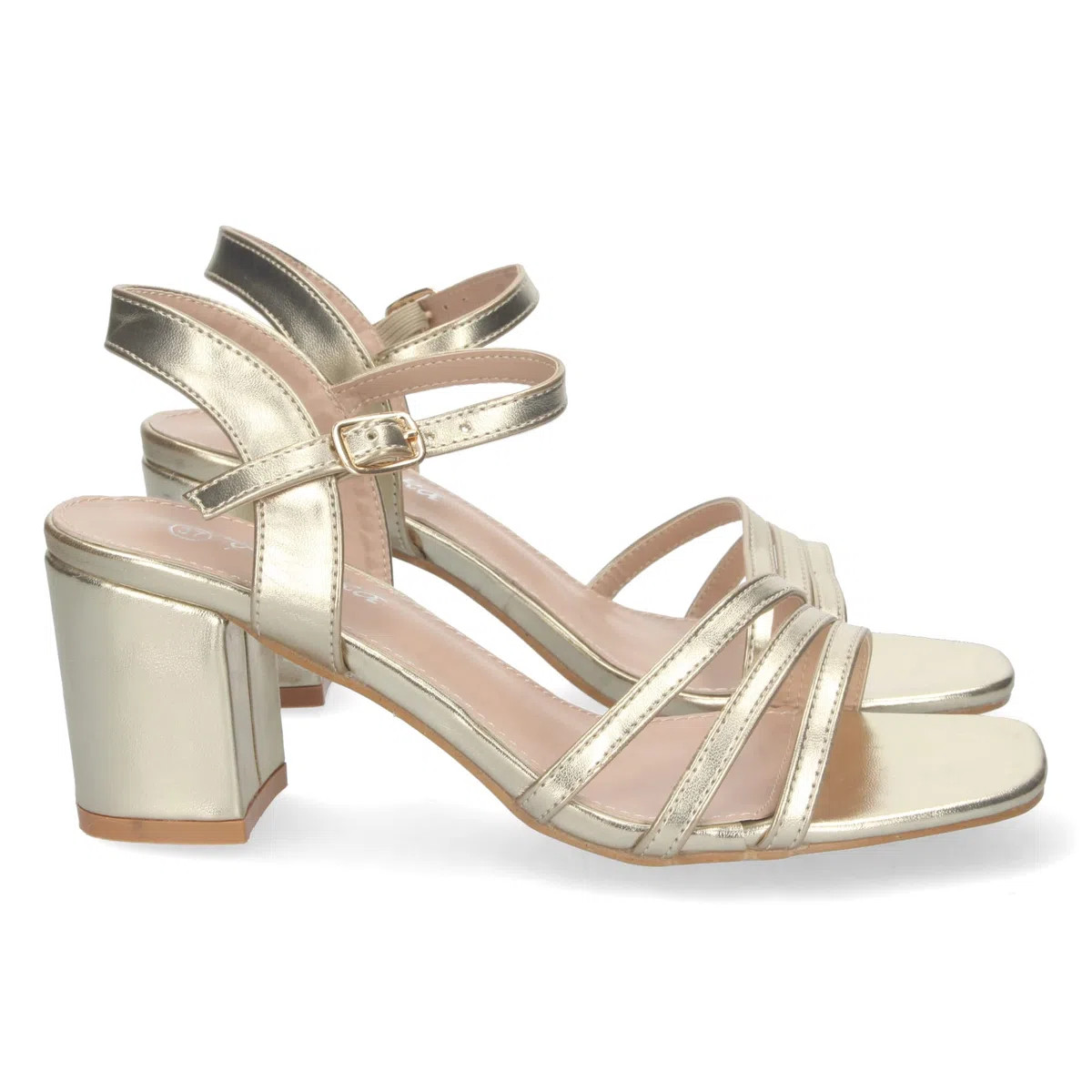 shoes&blues.es Sandalia de Tacon para Mujer, Comoda, con Palas Finas, Talon Abierto, y Cierre de Hebilla, Primavera Verano 2023