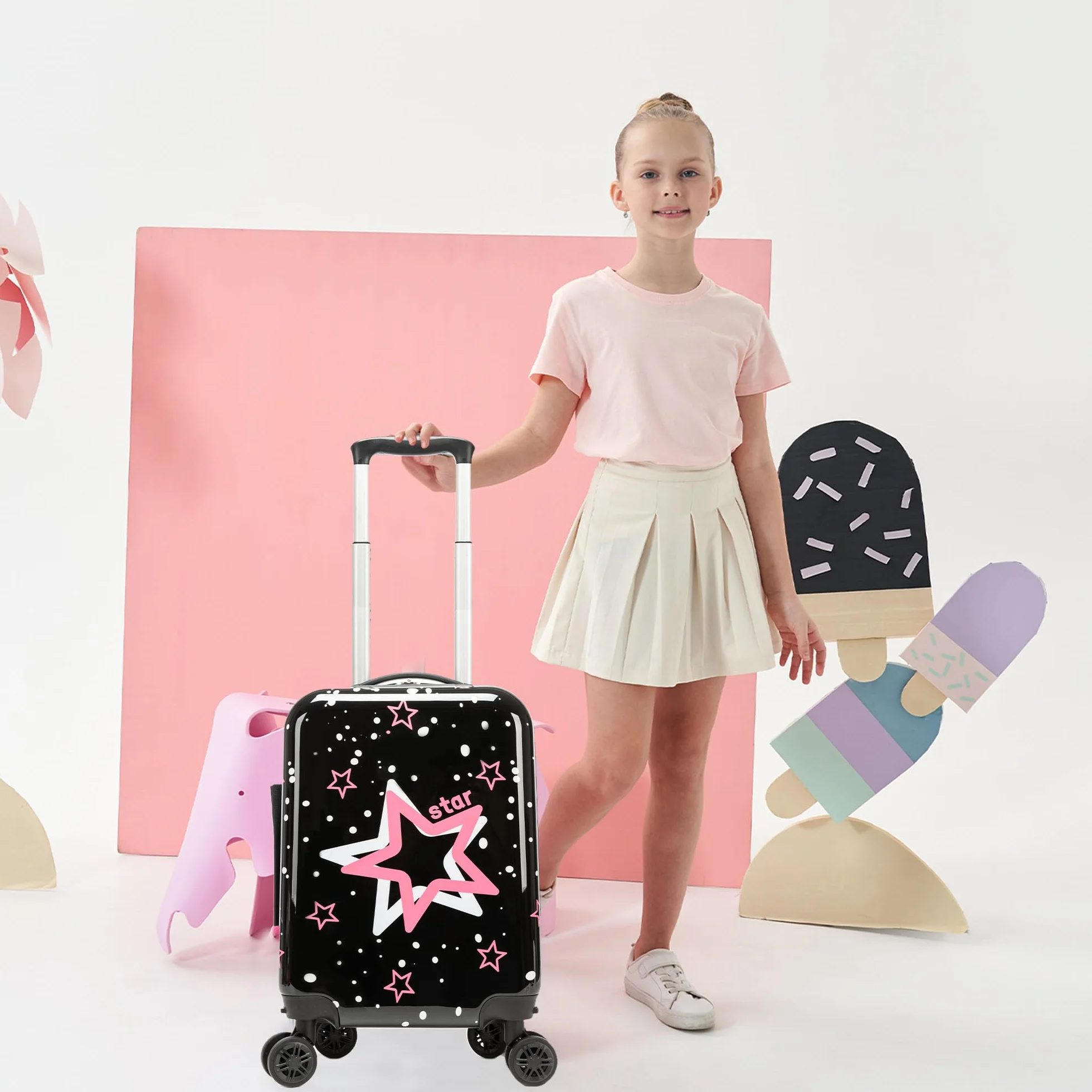 HTgroce Maleta de Viaje Cabina Trolley Infantil. Equipaje de Mano 4 Ruedas Maletas Pequeñas