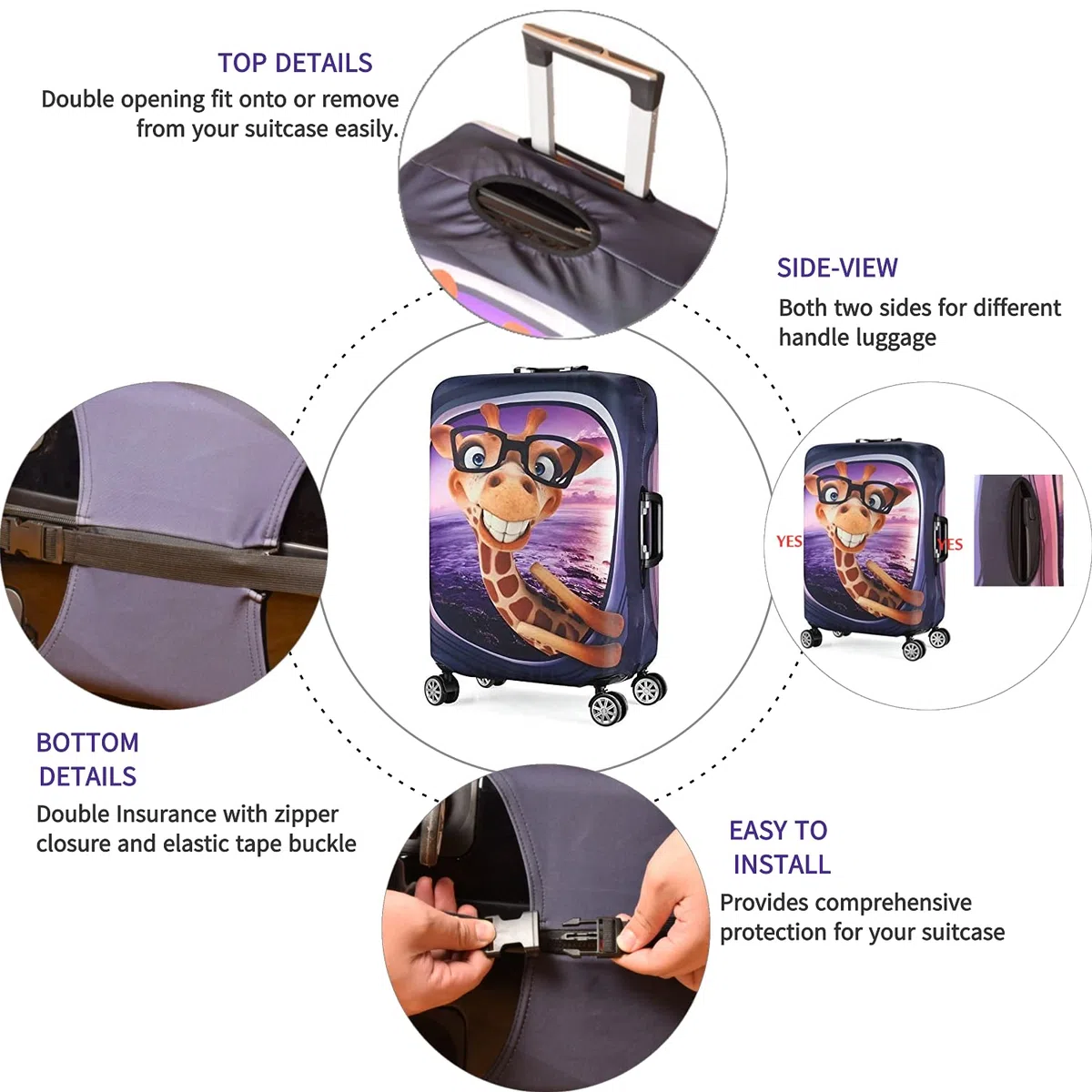 Cubierta de la Caja del Trolley del Protector de la Maleta del Viaje del diseño de la impresión 3D Manga 19 "-32"